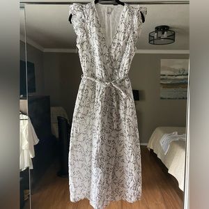 White floral wrap dress